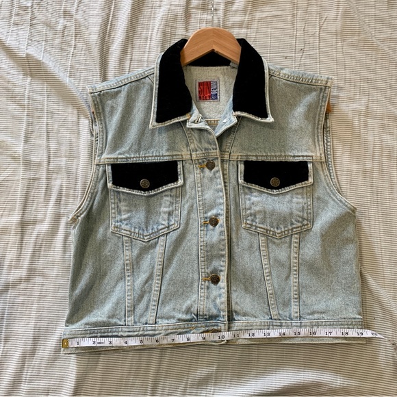 Vintage 90s Denim Vest with velvet accents - Picture 4 of 6